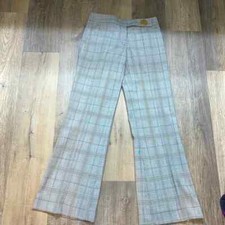 Tory Burch Plaid Wool Blend Wide Leg Gray Dressed Pants Womens Size 0
