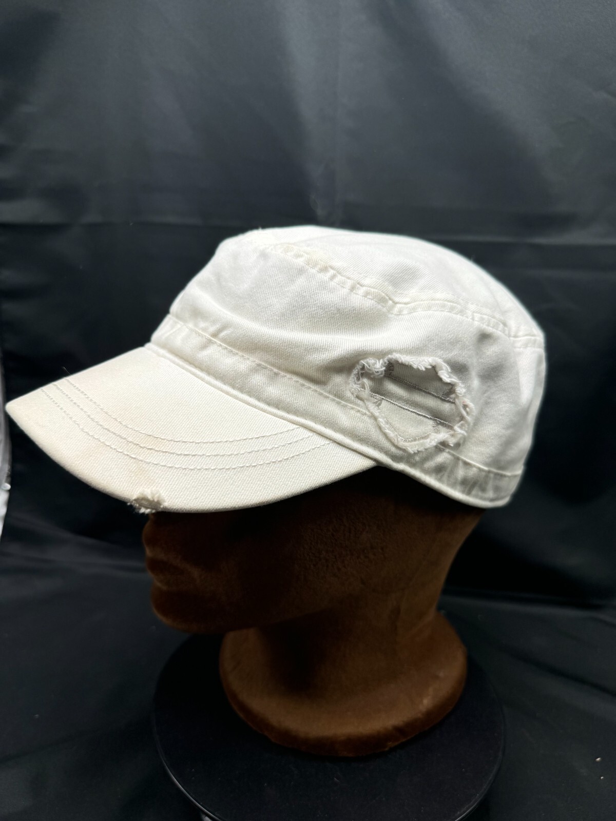 Vintage Harley Davidson Women's White Military Cadet Hat One Size