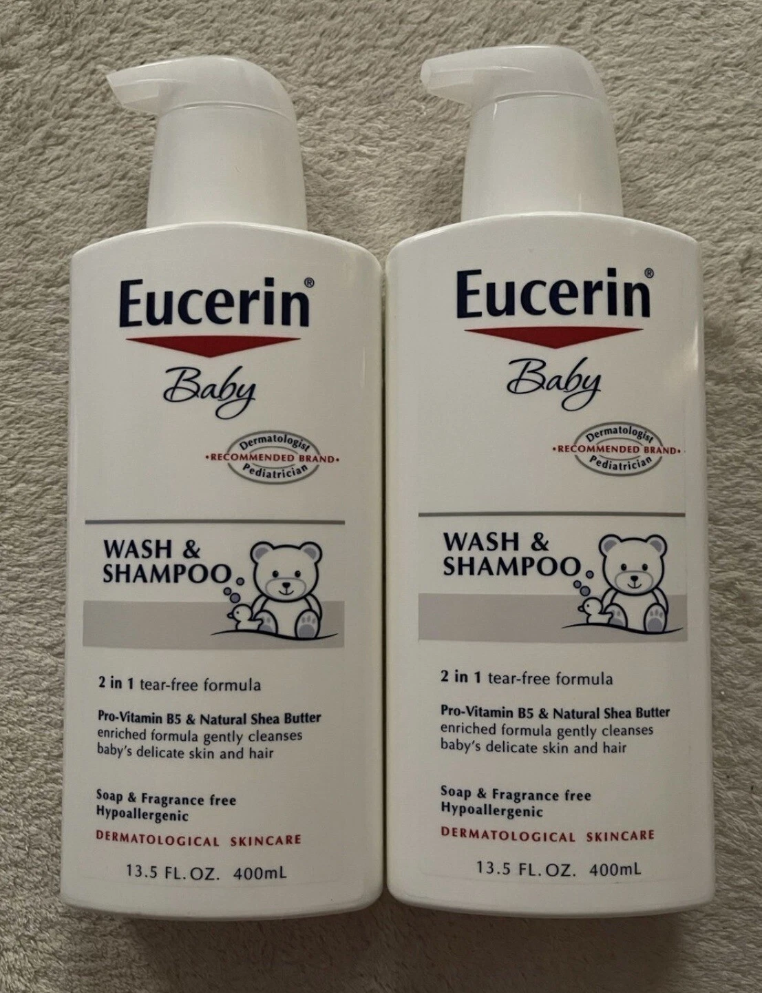 2 Eucerin Baby Wash & Shampoo 2 in 1 Tear Free Sensitive Skin Formula 13.5 oz