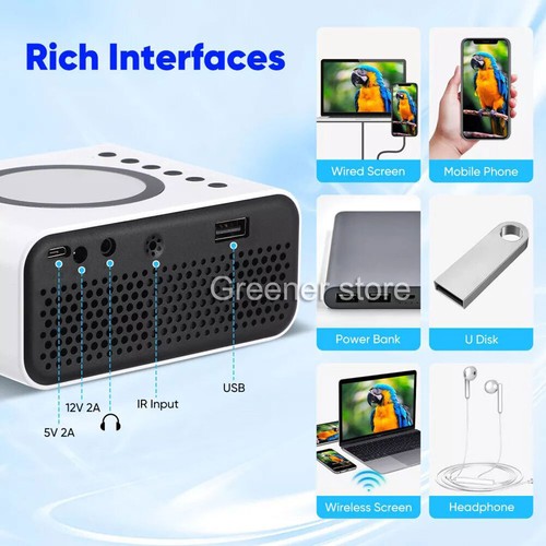 Portable Projector 1080P LED Mini Home Cinema Movie Theater Projector Multimedia - Picture 12 of 18
