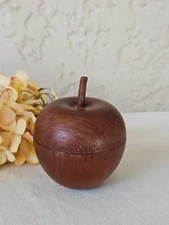Vintage Crowning Touch Thailand Wooden Apple Storage Jar Container