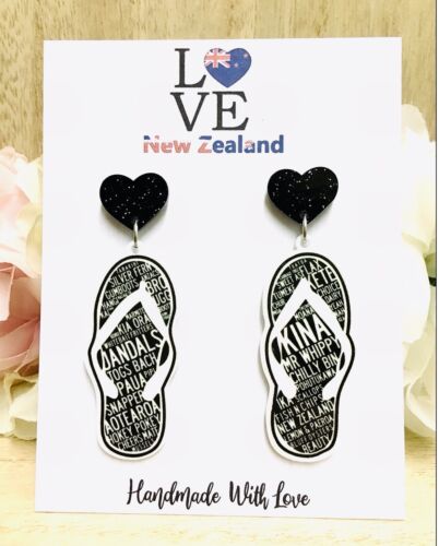 Cute Kiwi New Zealand Jandals Dangle Acrylic Earrings - Picture 1 of 1