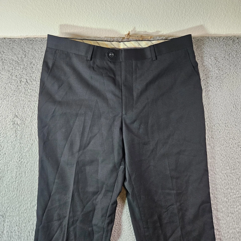 Mantoni 正装裤子男式 38 x 35 100% 羊毛平前黑色 — 第 2/4 张图片