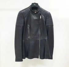 Christian Dior Black Leather Flared Jacket Sz.40