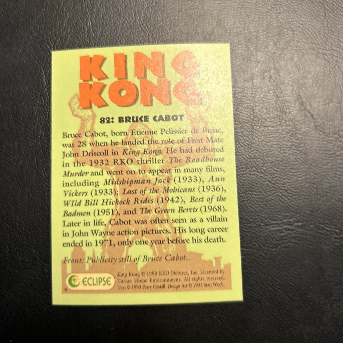 Jb10d King Kong 60Th Anniversary 1993 Eclipse #82 Bruce