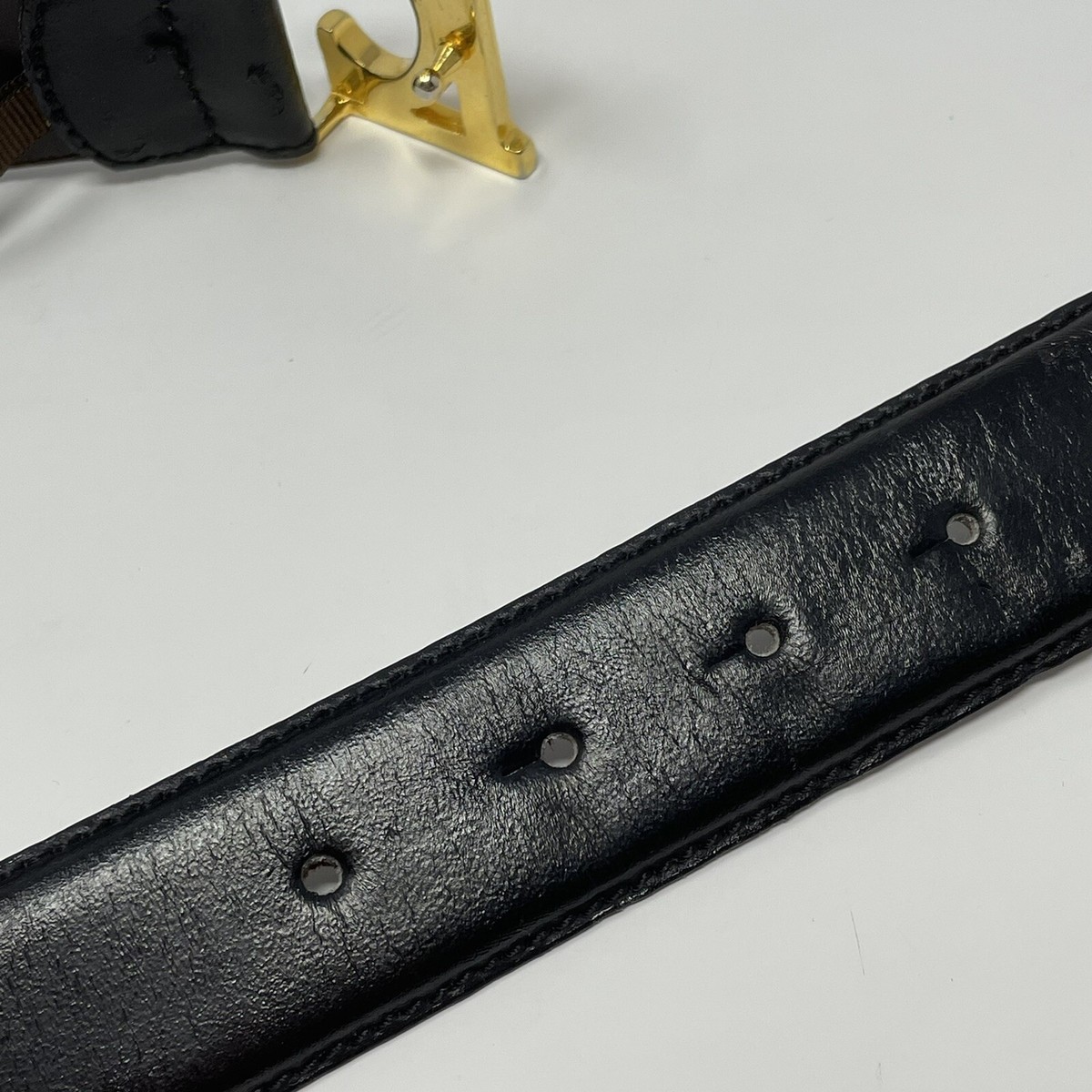 2 LES COPAINS // vintage LC gold logo black leather belt Y2K Saint Laurent Skinny YSL Logo Buckle Leather Belt 95 38  main image 4