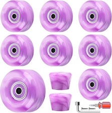 8Pack Purple 32 x 58 82A Quad Roller Skate Wheels Replacement Double Row Skating