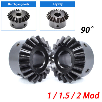 1/1.5/2 Mod Kegelrad 1:1 20/25/30 Zähne Bohrung 5-30mm Kegelräder 90° 45# Stahl