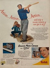 Vintage 1940s Kodak Brownie Movie Camera Print Ad
