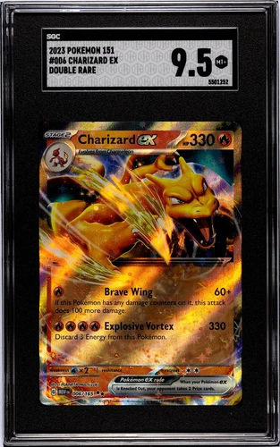 Charizard EX Pokémon 2023 151 Double Rare 006/165 SGC 9.5 MT+