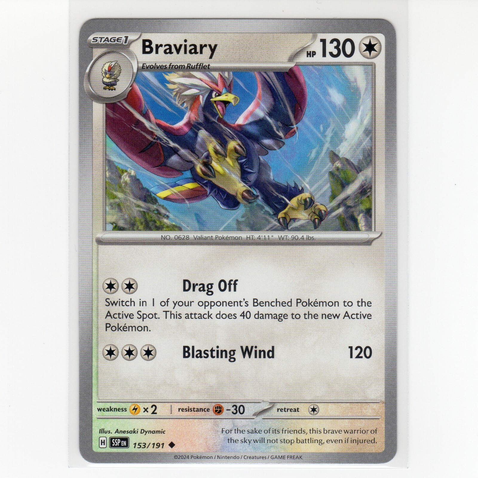 Pokémon TCG Braviary 153/191 SV Surging Sparks Regular Uncommon Card EN-NM 2024