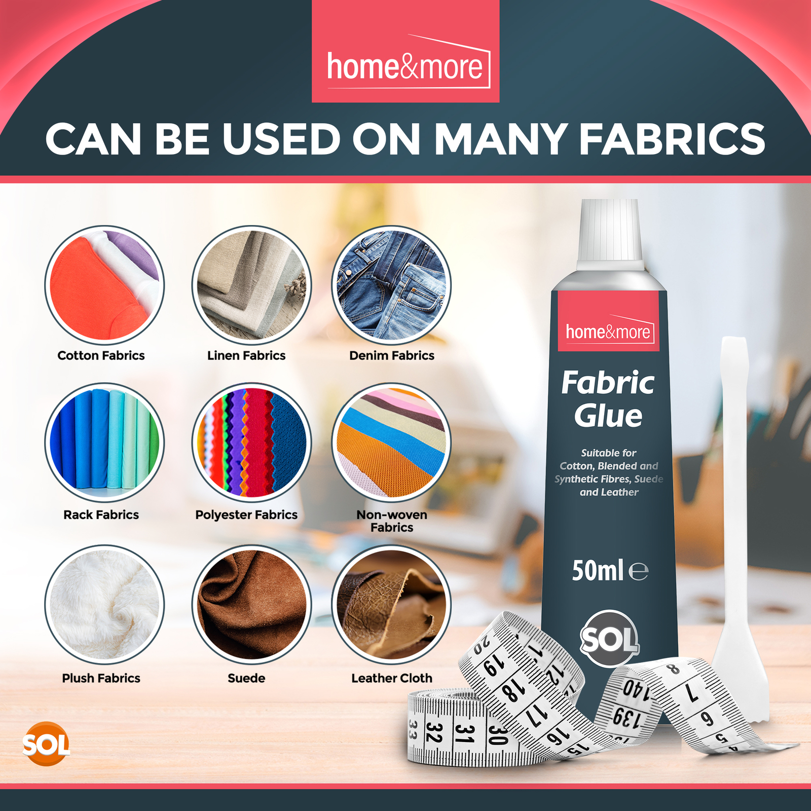 Extra Strong Fabric Glue 50ml Washable Adhesive Repair Hemming Sewing