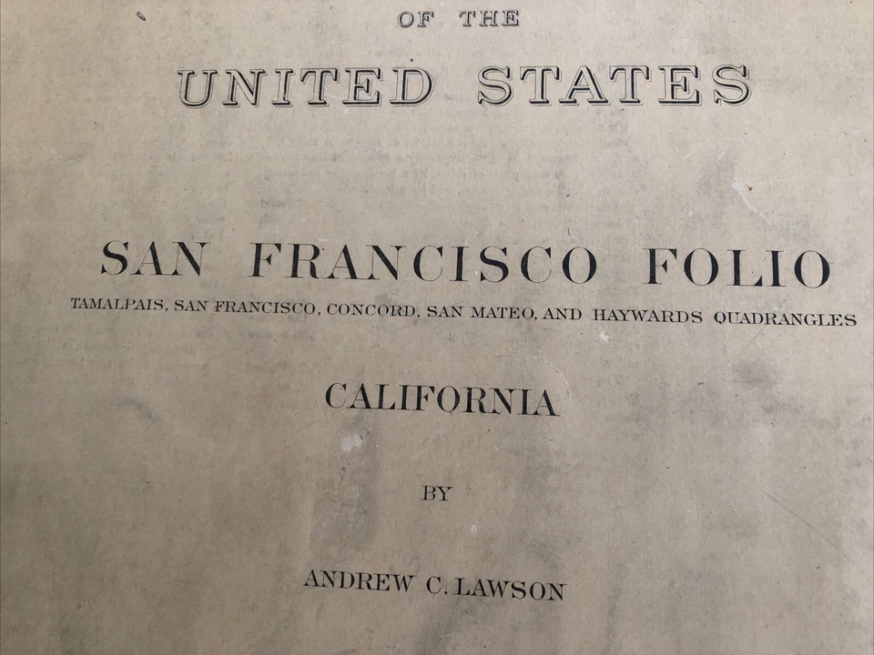 Mapas folio antiguos del Atlas Geológico de Estados Unidos de 1914 San Francisco California San Mateo Foto 2 de 4