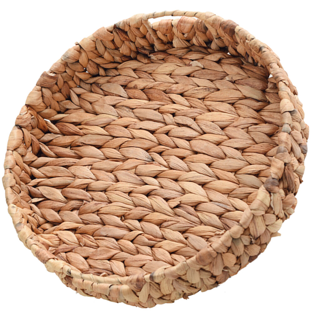 Storage Baskets Grass Weave Round Tray Woven Fruit Book-image