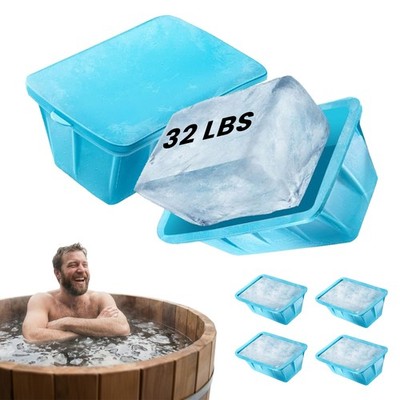 4 Pack Extra Large Ice Block Mold 32 LB Silicone Cold Plunge Accessories Lid
