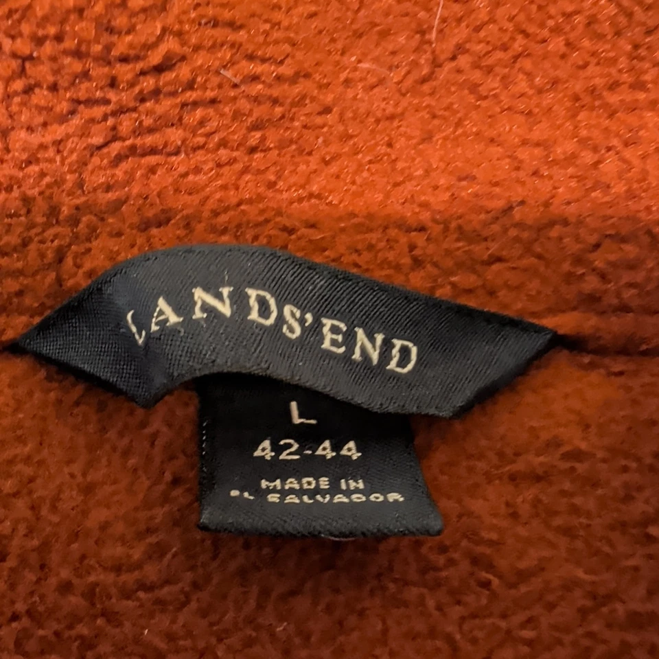 Lands End Mens Full Zip THICK FleeceJacket Nylon Pockets Gorpcore Camping,Jog~L - Изображение 4 из 4