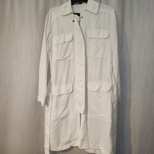 TROUVÉ Womens Shirt Dress, White, Sz Sm Tie Waist, Covered Buttons, Lightweight 