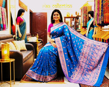 Indian Pure Swarnachari Katan Silk Saree Meenakari Wedding/Party Wear Sari