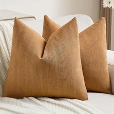 Chenille Decorative Throw Pillow Covers 18x18 18" x 18" Pack of 2 Bronze