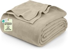 Utopia Bedding Ivory 100% Cotton Blanket [Que...