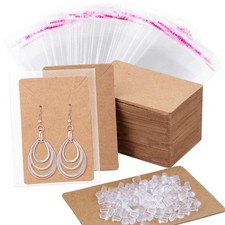 100 Pcs Earring Display Cards with 200 Earring Backs and 100 Self-Sealing Bag...