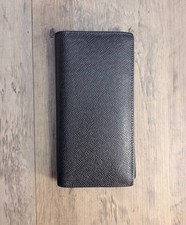 Excellent Louis Vuitton Men's Black Long Bifold Wallet Folding Taiga Brazza Logo
