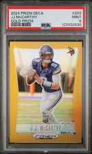 2024 PANINI PRIZM DECA GOLD PRIZM #203 JJ MCCARTHY 1/10 PSA 9