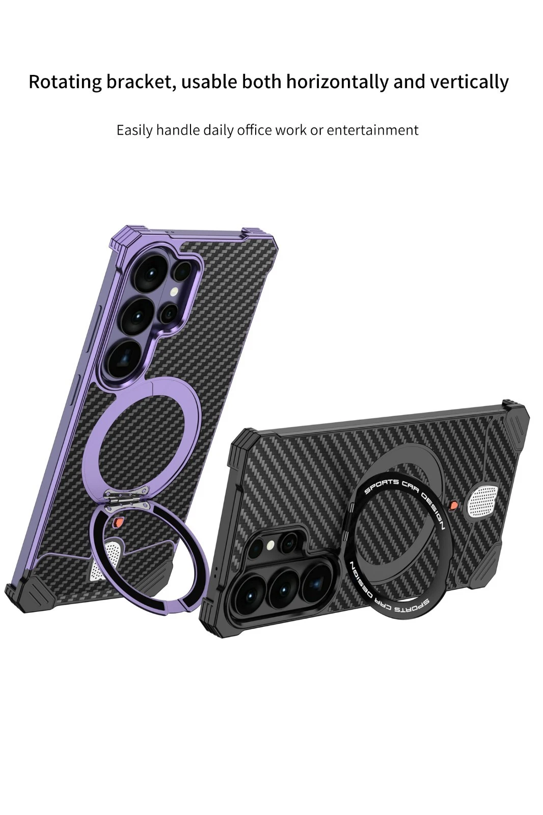 For Samsung S26 Ultra Magnetic Carbon Fiber Aluminum Metal Frameless Stand Case - 第 14/28 张图片
