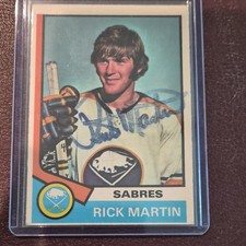 1974-75 O-Pee-Chee Rick Martin Buffalo Sabres #190 (Autographed, NHL)