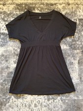 GAP Black Dress M Lightweight Relaxed T Shirt Knit Ribbed Waist & V-Neck