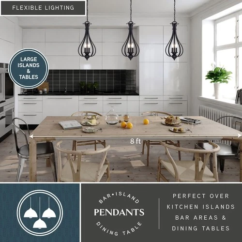 Vaxcel Lighting P0382 Monrovia 3 Light 11"W Taper Candle Pendant - Bronze - Picture 12 of 12