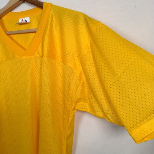 Vintage Majestic Football Jersey Youth XL Gold Yellow V Neck Mesh USA Made - Picture 11 of 12