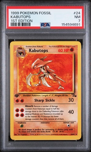 Kabutops (1st Edition) graded PSA 7 for sale on eBay
