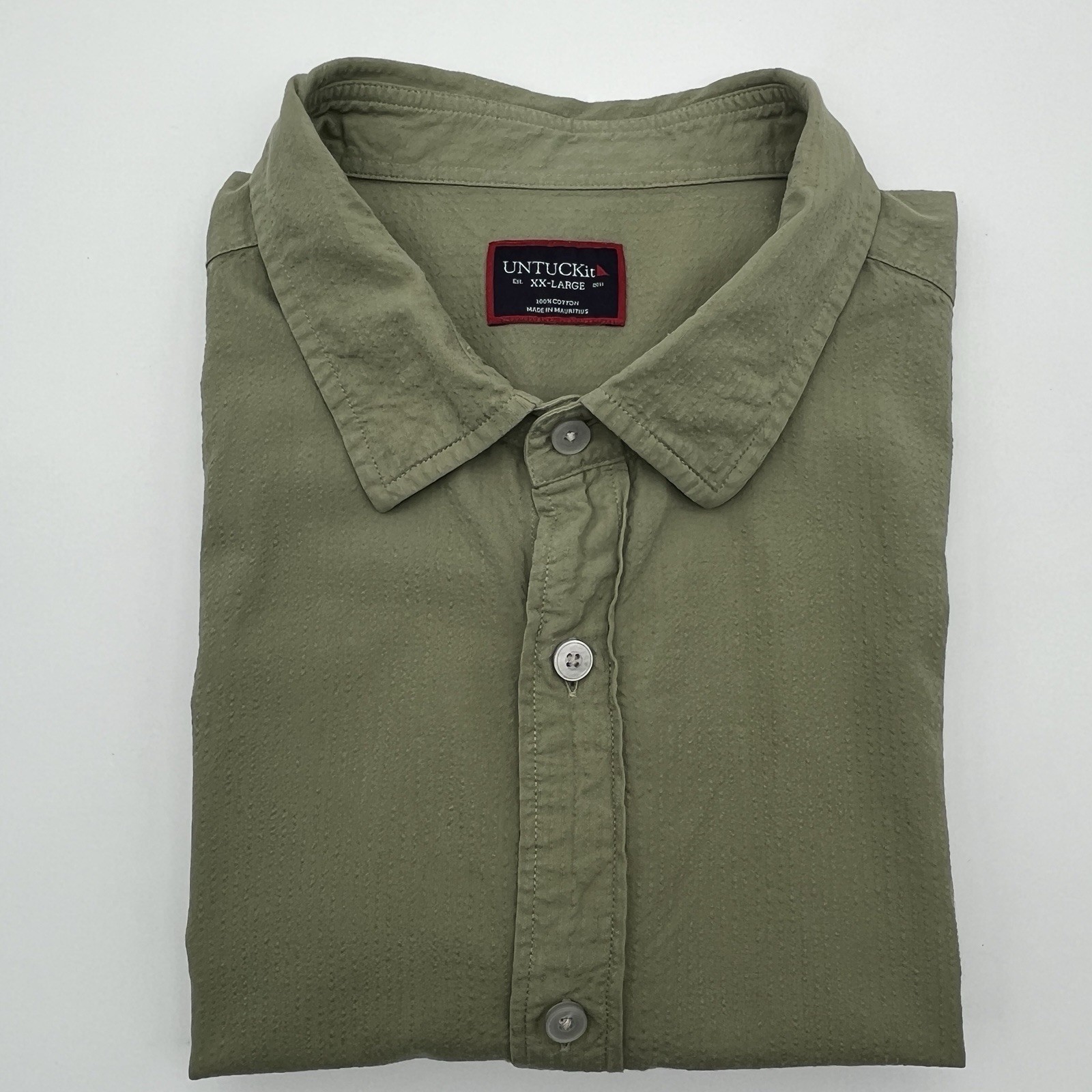 UNTUCKit Mens Green Short Sleeve Button-Down Shirt XX-Large Slim Fit 100% Cotton