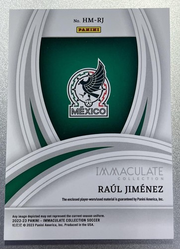 2022-23 Panini Immaculate #HM-RJ Raul Jimenez Heralded Materials #/49 - Picture 2 of 2
