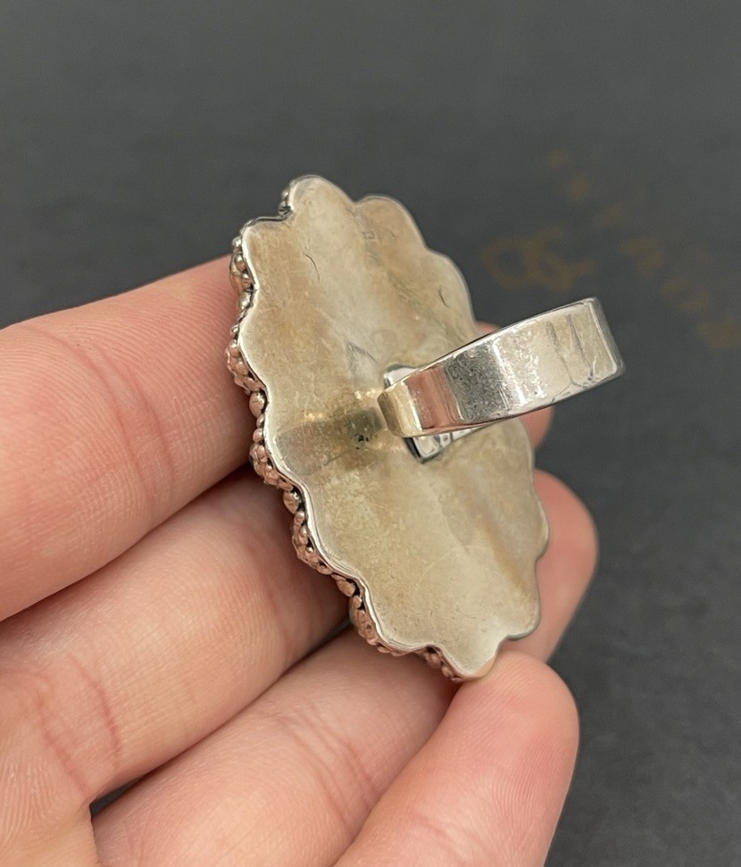 Malachite Cluster Ring Sterling Silver Center Sto… - image 10