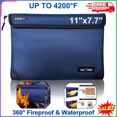 4200  Fireproof money Bag Fireproof Document Pouch Waterproof Safe Cash 8 Layers