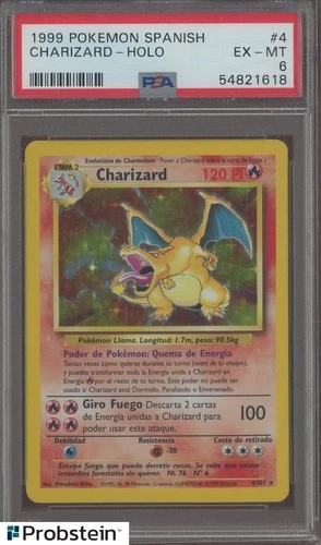 1999 Pokemon Spanish #4 Charizard Holo PSA 6 EX-MT