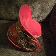 Vintage Gwenn Pennington Red Hat Gold Trim 100 Wool USA Made 50s-80s Derby VTG