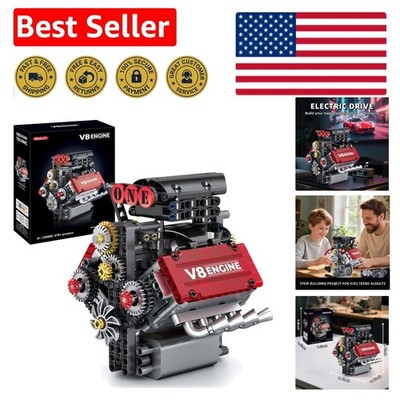 Build Your Own V8 Engine Kit - 478PCS Battery-Operated Educational Toy