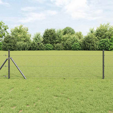 Fence Posts Set Grey 25x0.5m Steel Rectangle Weatherproof 11 Posts GardenSecure