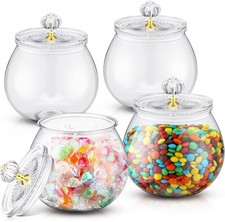 4 Pcs Plastic Candy and Cookie Jars with Lids Clear Cookie Container Candy Jars