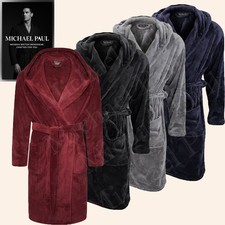 MICHAEL PAUL MENS DRESSING GOWN HOODED SUPER SOFT&COSY FLEECE ROBE SIZES M-5XL
