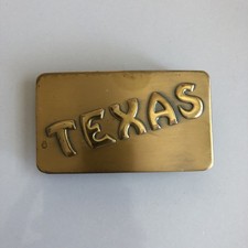 Vintage Spell Out Texas Belt Buckle Solid Brass Western Modern Simple