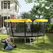 15 FT Outdoor Trampoline with Non-Slip Ladder, Enclosure Net  Anti-Rust Coating