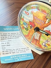Rare Vintage Westclox Woody’s Cafe Alarm Clock, Mechanical,Metal, New Old Stock