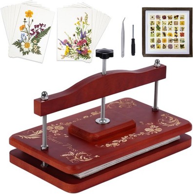 Nuvograin Large Flower Press Kit,Easy One-Step Wooden Plant Press,12.6 x 7.68 in
