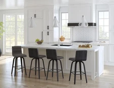 .Vienna Counter Height Barstool Brushed Wood Finish Faux Leather Kitchen and Din