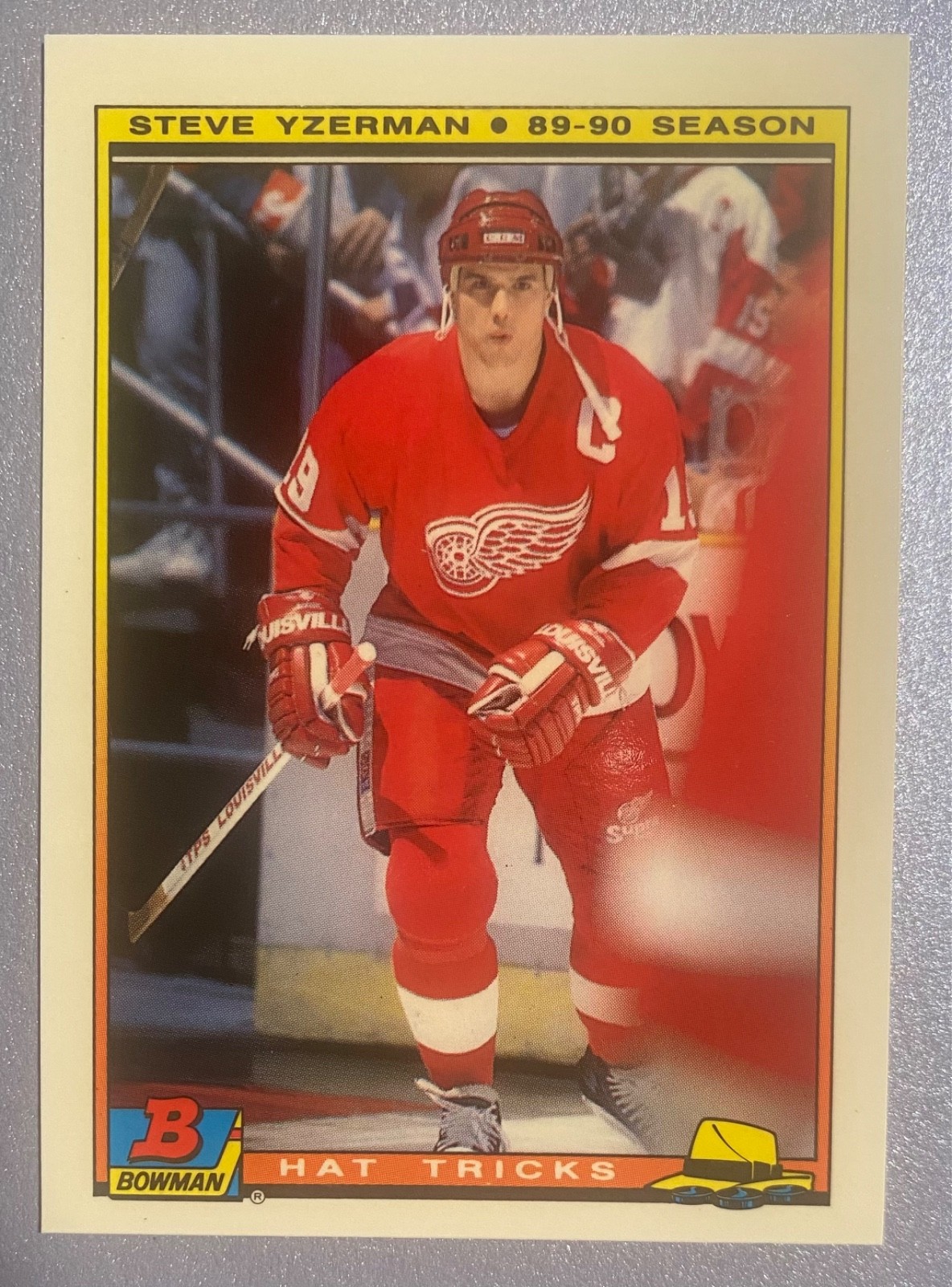 1990 BOWMAN TIFFANY STEVE YZERMAN #5 HAT TRICKS DETROIT RED WINGS