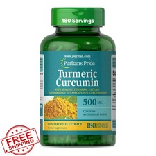 Puritan's Pride Turmeric Curcumin 500mg, 180 Rapid Release Caps Antioxidant